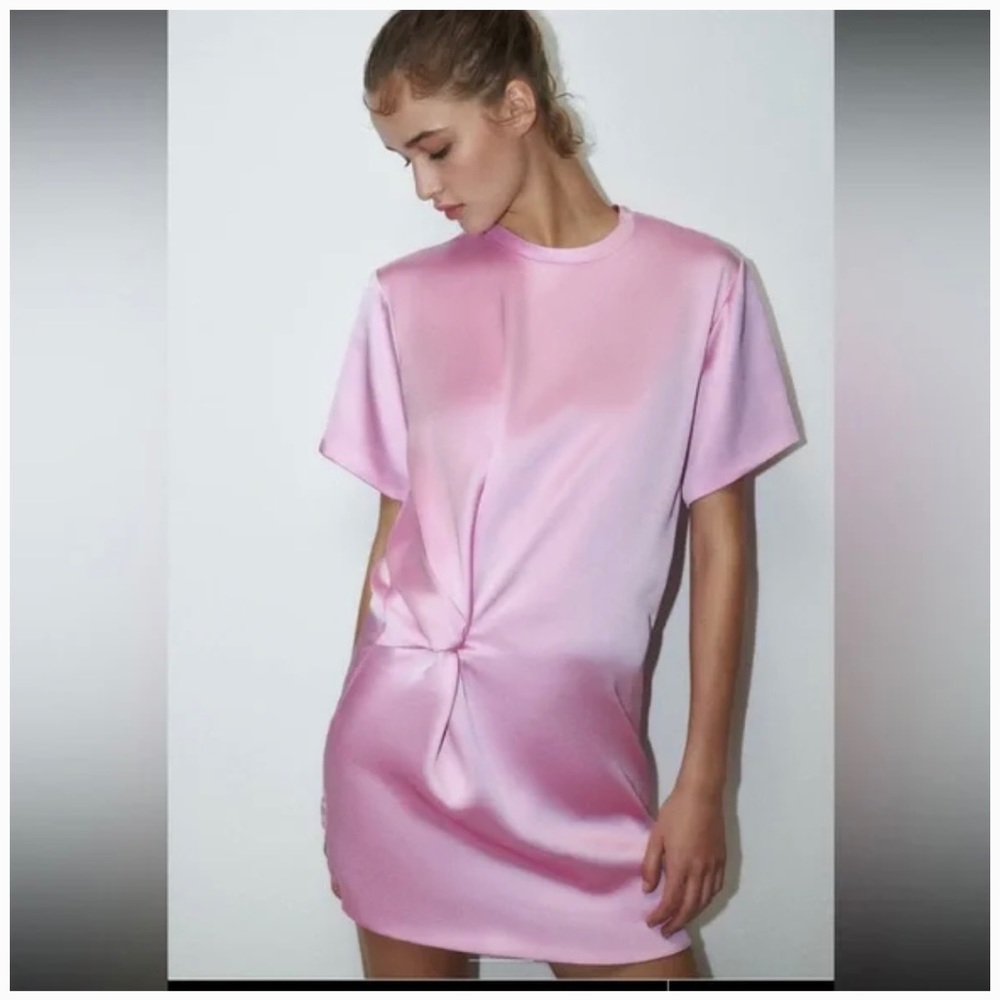 Zara Barbie Pink Satin Effect Mini Dress